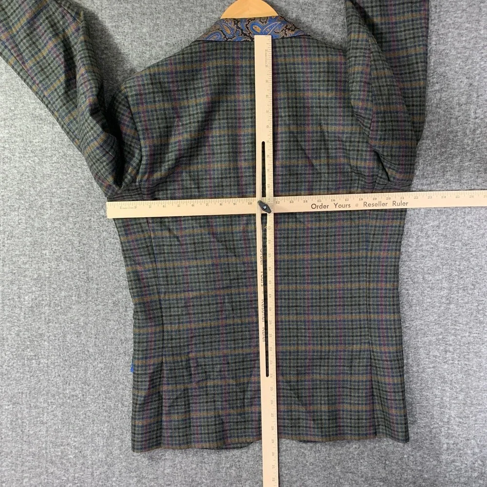 Robert Graham Blazer Jacket Men 40 Classic Check Windowpane Paisley Sport Coat